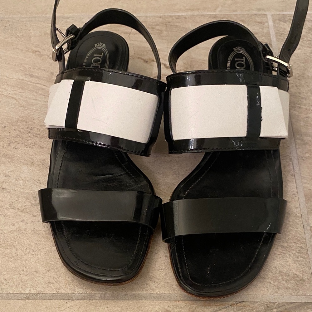 Tod’s Black and White Sandals